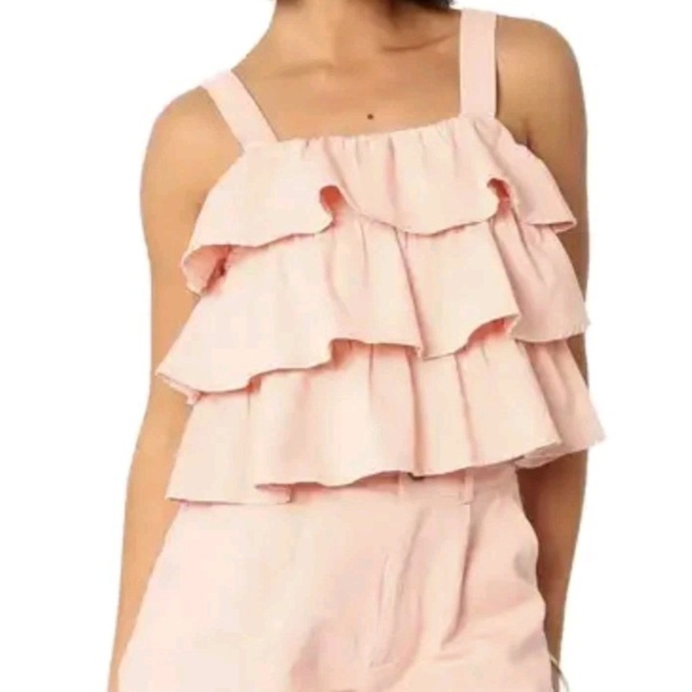 Petal + Pup Tiered Pink Denim Tank Size L NWT